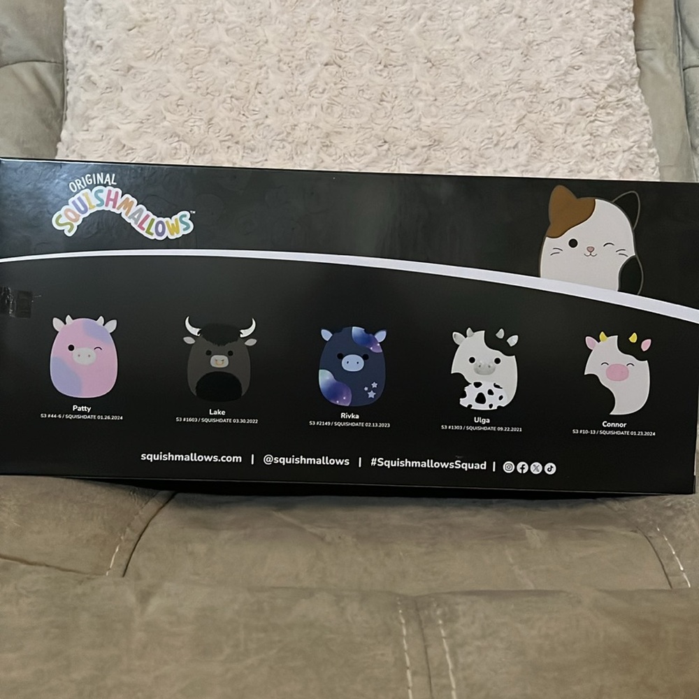 Squishmallows 3.5” Select Series Cow Clips Set ULGA CONNOR PATTY RIVKA LAKE NEW - Picture 7 of 7